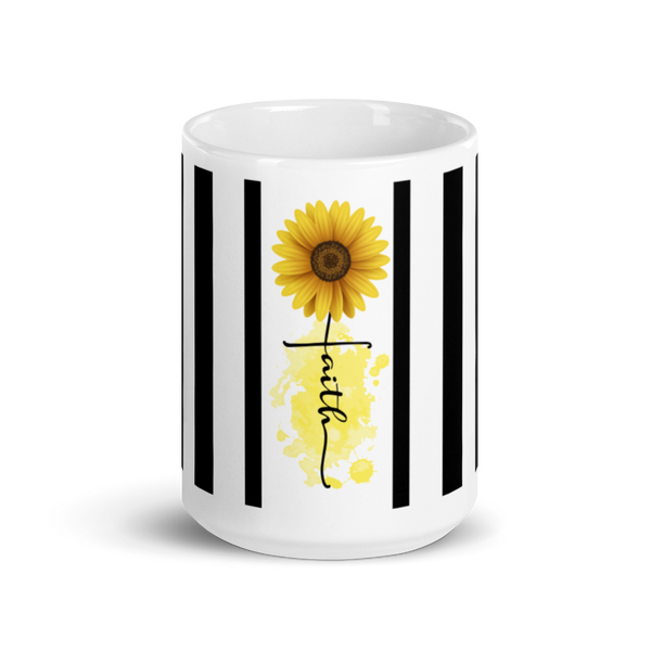 Sunflower Faith White glossy mug